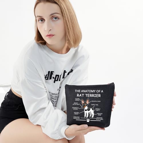 Rat Terrier Anatomy Cosmetic Bag - Funny Dog Lover Travel Toiletry Pouch
