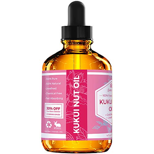 Leven Rose Kukui Nut Oil 4 oz - Cold-Pressed Face & Hair Moisturizer