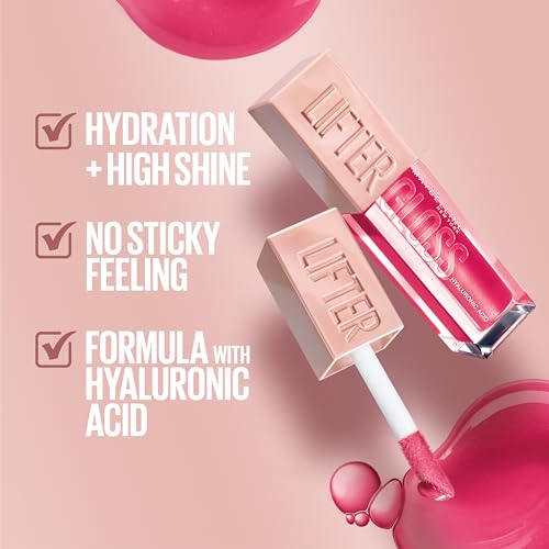 Maybelline Lifter Gloss - Hydrating Lip Gloss with Hyaluronic Acid, Peachy Neutral Shade
