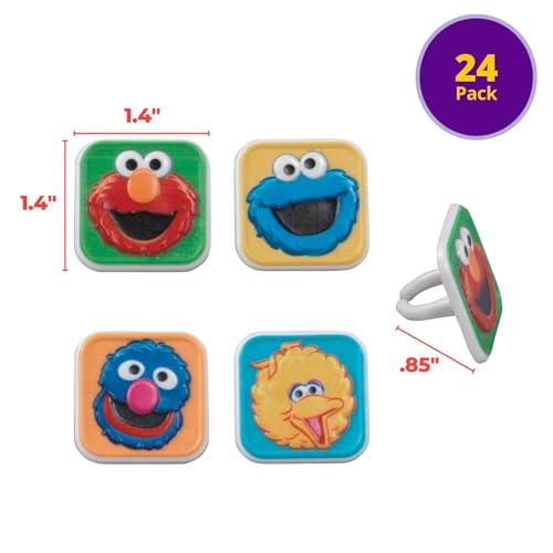 Sesame Street Cupcake Toppers - 24 Colorful Rings Featuring Elmo, Big Bird & Cookie Monster