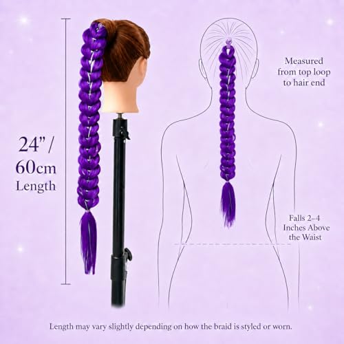 TASHEEMA 24-Inch Pre-Braided Ponytail Extension, Dark Purple Synthetic Hair