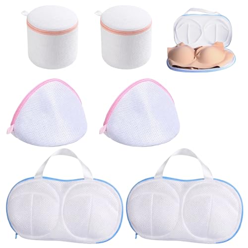 Set of 6 Reusable Bra Washing Bags with Zipper Closure
