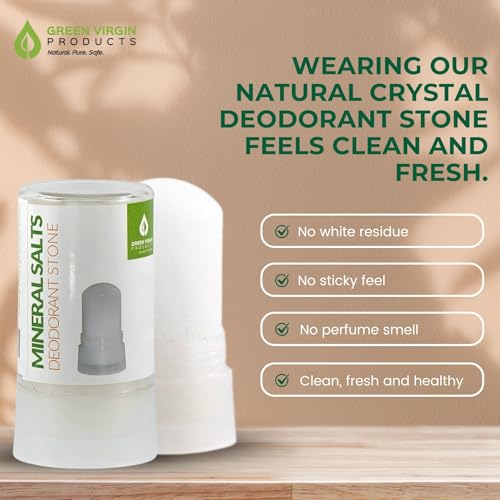 100% Pure Mineral Salt Deodorant Stone - Natural, Non-Toxic Protection