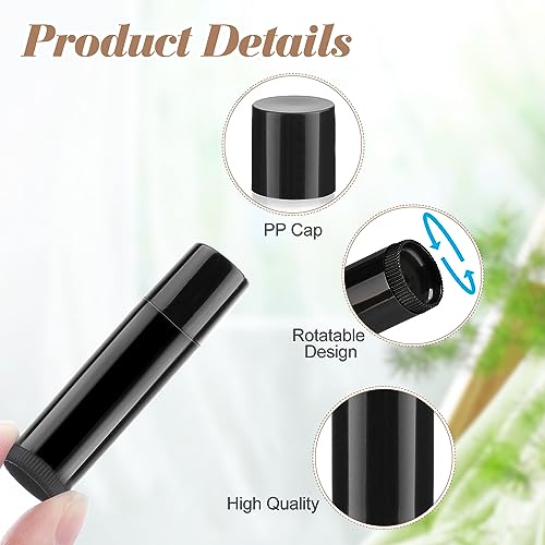 Cositina 100 Pcs 5g Empty Lip Balm Tubes, Black Plastic Cosmetic Containers