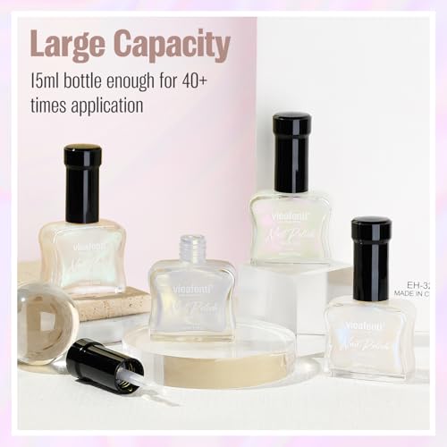 Pearl Pink Iridescent Nail Polish - Quick Dry, Long Lasting 15ml - Vieafenti