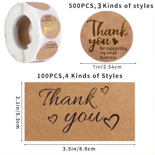 600PCS Thank You Stickers & Business Cards Kit for Small Businesses
