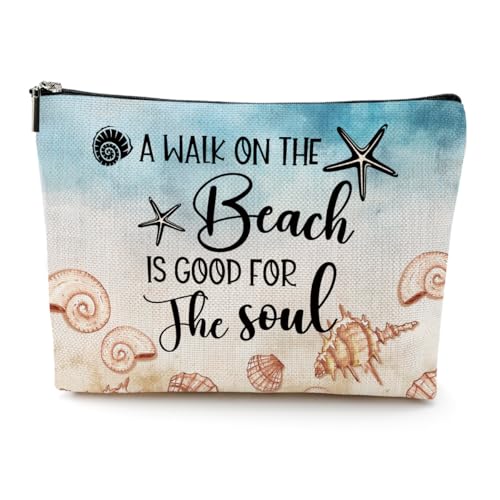 Beach Cosmetic Bag - Funny Travel Makeup Pouch for Vacation Essentials