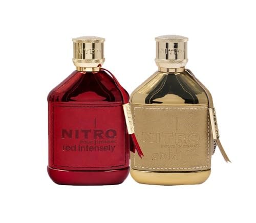 Dumont Nitro Gold & Nitro Red Extrait De Parfum Combo - Long Lasting Citrus Woody & Aquatic Amber Fragrances | 100ml (3.4 Oz Each)