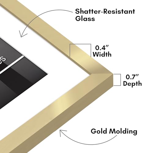 Americanflat 10x10 Gold Picture Frame with Mat - Slim Design