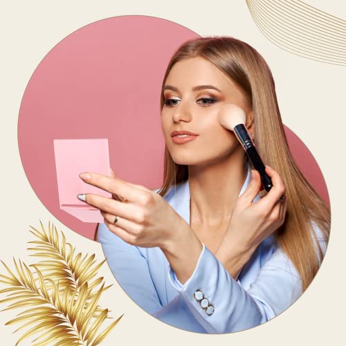 4 Pcs Portable Folding Travel Mirrors Set - Compact Makeup Mirrors in Pink, Black, White, and Green
