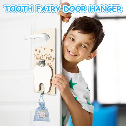Tooth Fairy Holder Set with Door Hanger, Keepsake Bottle & Pouch