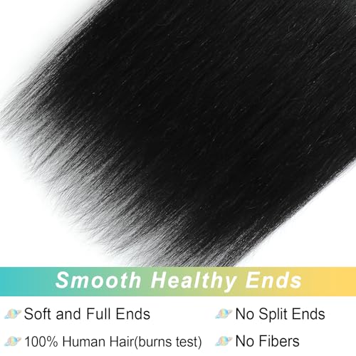 12" Natural Black Straight Brazilian Virgin Human Hair Bundles