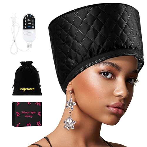 Ingeware Solid Black Heat Cap for Deep Conditioning Hair Spa