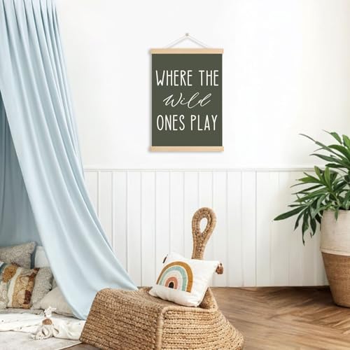 Green Nursery Wall Art Poster with Hanger Frame - 12x17 Inches