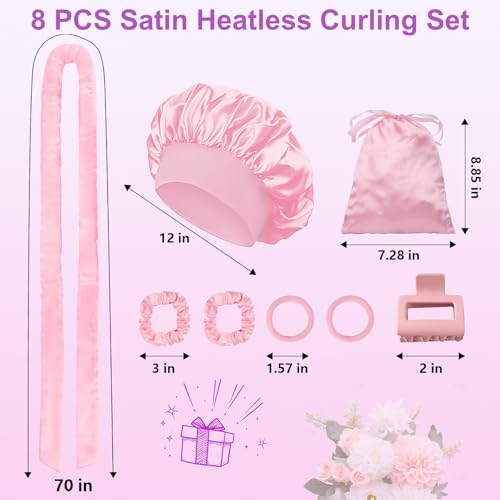 70" Heatless Hair Curlers Set for Long Hair - Pink1