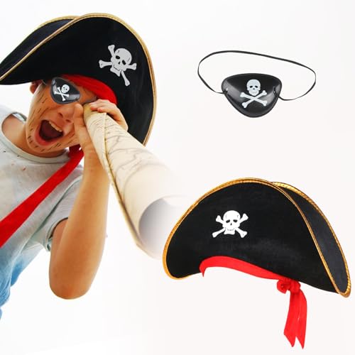 2-Pack Pirate Hat and Blindfolds for Costume Parties