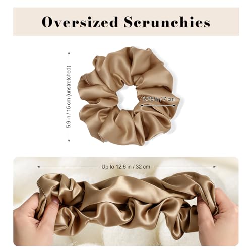 NatureKess XL Mulberry Silk Scrunchie - Anti-Breakage Hair Tie for Sleeping
