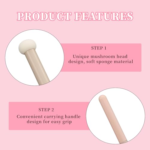 Braxan 10 Pcs Makeup Applicators Set - Soft Mushroom Face Sponges with Handles for Concealer, Eye Shadow & Blush