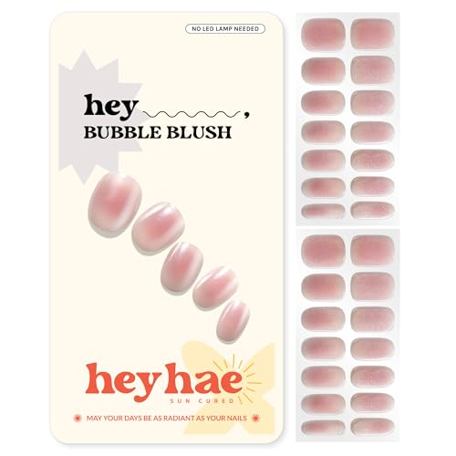 Heyhae Semi-Cured Gel Nail Strips - Bubble Blush Pink Chrome 28-Pack
