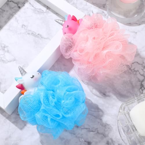 Unicorn Kids Bath Loofah Set - Gentle Exfoliating Shower Sponge