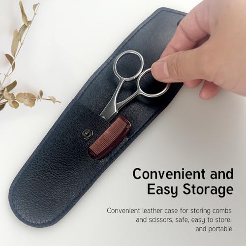 Precision Mustache Grooming Set with Scissors & Comb - Travel Kit