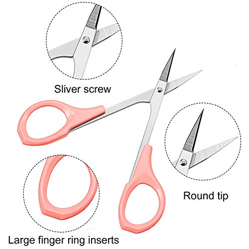 Mudder 2 Pack 4-Inch Curved Eyebrow Scissors - Stainless Steel Grooming
