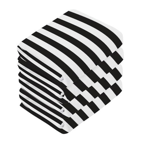 xigua Black and White Striped Cotton Washcloths - 12x12 Inch, 2 Pack