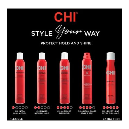 CHI Helmet Head Extra Firm Hairspray, Professional Extra Strong Hold Styling Spray for Humidity Resistance & Voluminous Hair, Sulfate & Paraben-Free Finish, 10 Oz