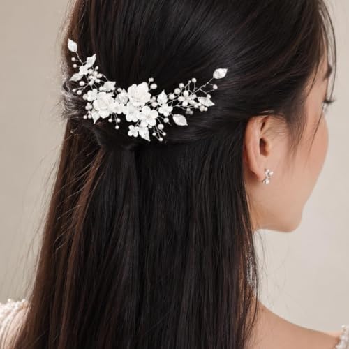 CASDRE Silver Flower Bride Wedding Hair Vine Headpiece