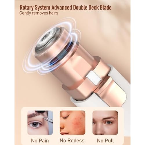 Eyebrow Trimmer & Facial Hair Removal for Women: 2-in-1 Rechargeable Face Shaver with LED Light, Painless Electric Razor for Eyebrows, Upper Lip, Chin & Peach Fuzz, Portable Hair Removal Device