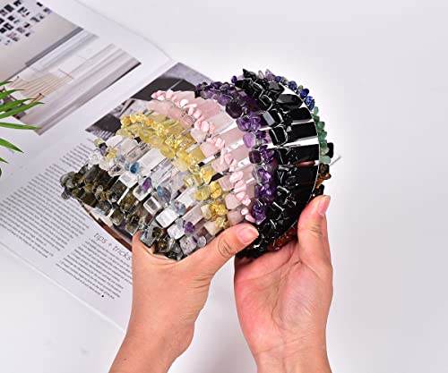 7 Chakra Crystal Crown Headband - Handmade Raw Quartz Tiara for Weddings & Parties
