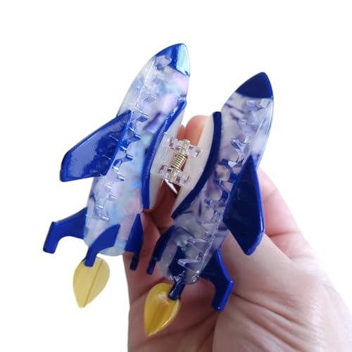 Blue Spaceship Hair Clip - Stylish Acetate Claw Clip for Women