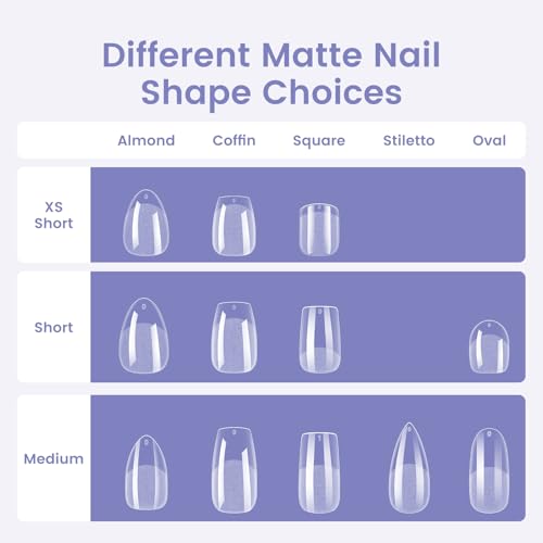 240Pcs Clear Almond Nail Tips – 12 Sizes Full Cover for DIY Salon