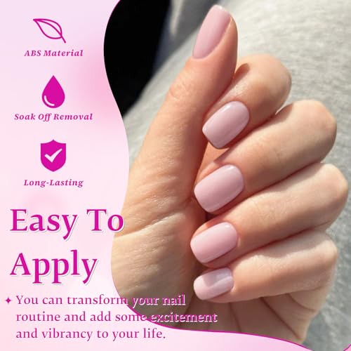 LuckForever Light Pink Short Square Press-On Nails 240pc Fake Nails for Manicure