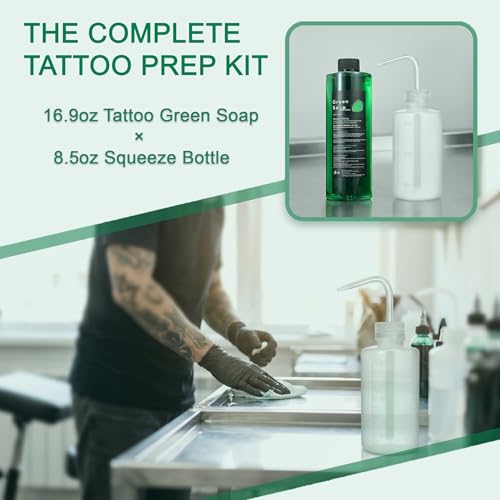 TONBAO Tattoo Green Soap Kit with 16.9oz Concentrated Cleaner & Squeeze Bottle