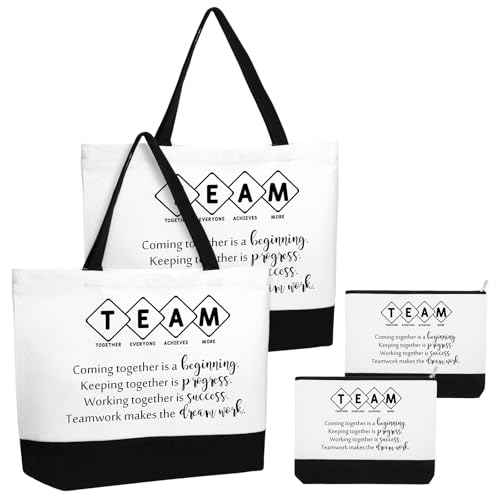 Employee Appreciation Tote Bags - 4 Pack Canvas Gifts for Team