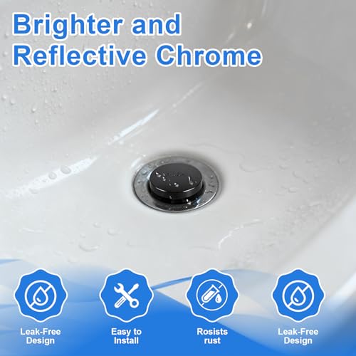 Bathtub Drain Stopper with 3/8'' & 5/16'' Thread Adapters - Matte Black