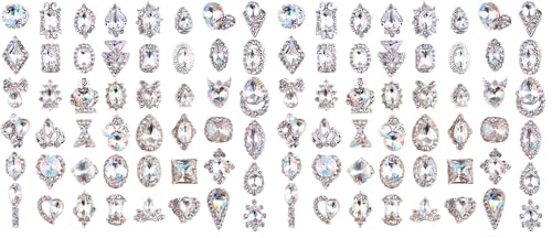 PARAOR 48PCS Small Pack of Luxury 3D Nail Art Rhinestones Crystal AB Jewelry Gems