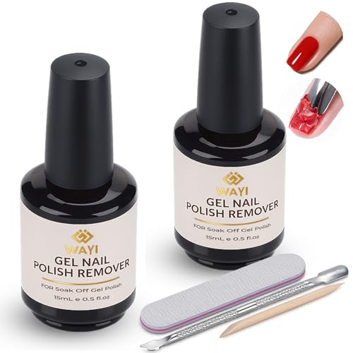WAYI 2PCS Gel Nail Polish Remover Kit with Tools - No Foil Needed, Fast & Gentle