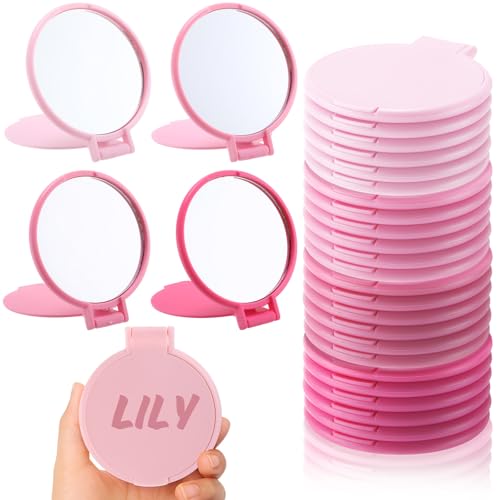 Amyhill Pink Compact Mirrors Bulk 12 Pack - Small Folding Travel Vanity Gift