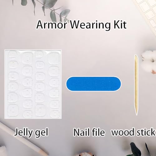 24 Pcs Short Square French Tip Press-On Nails with Glitter Rhinestones