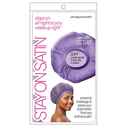 Stay On Satin Black Satin Edge Bonnet for Hair Protection