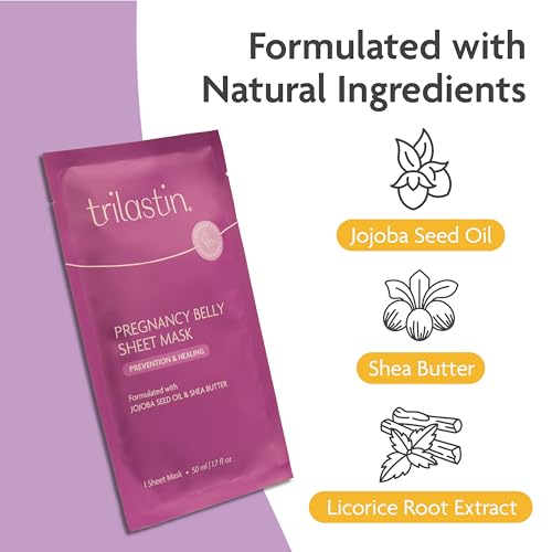 TriLASTIN Belly Masks - Belly Masks for Pregnant Women - Hydrating & Soothing for Itchy Skin - Reduces Stretch Marks - Safe for Sensitive Skin - Paraben & Phthalate-Free - Made in USA - 4 Pack