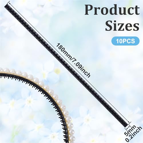 10pcs Black Silicone Anti-Slip Headband Teeth Strips for DIY