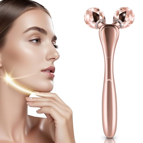 3D Face Roller Massager - Dual-Roller Glossy Rose Gold