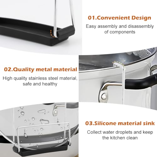 Stainless Steel Slow Cooker Lid Holder with Silicone Sink - 2pcs