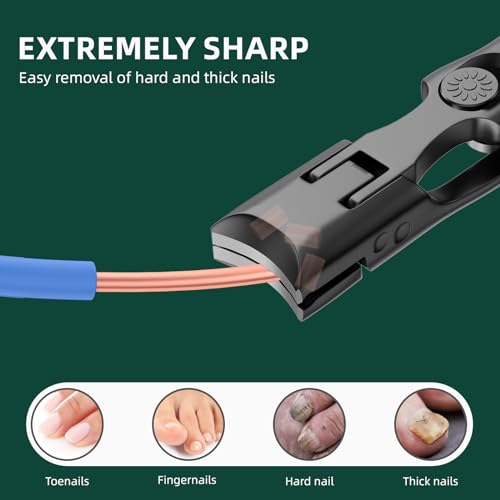 VANWIN Black Heavy Duty Nail Clippers for Thick Nails, Safe Wide Jaw Opening