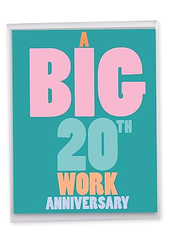 NobleWorks Jumbo 20th Work Anniversary Card - Congratulations for 20 Years of Dedication