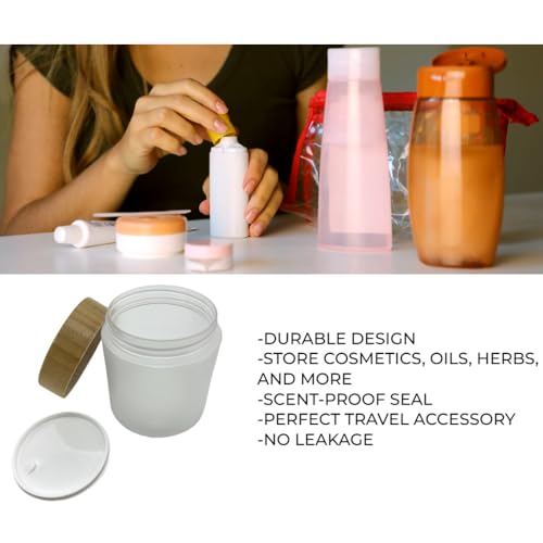 8oz Frosted Bamboo Lid Cosmetic Jar 2 Pack - Refillable Plastic Containers for Skincare & Body Products