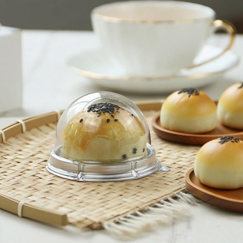 EchoDone 50 Set Clear Mini Cupcake Boxes - Silver Dome Containers